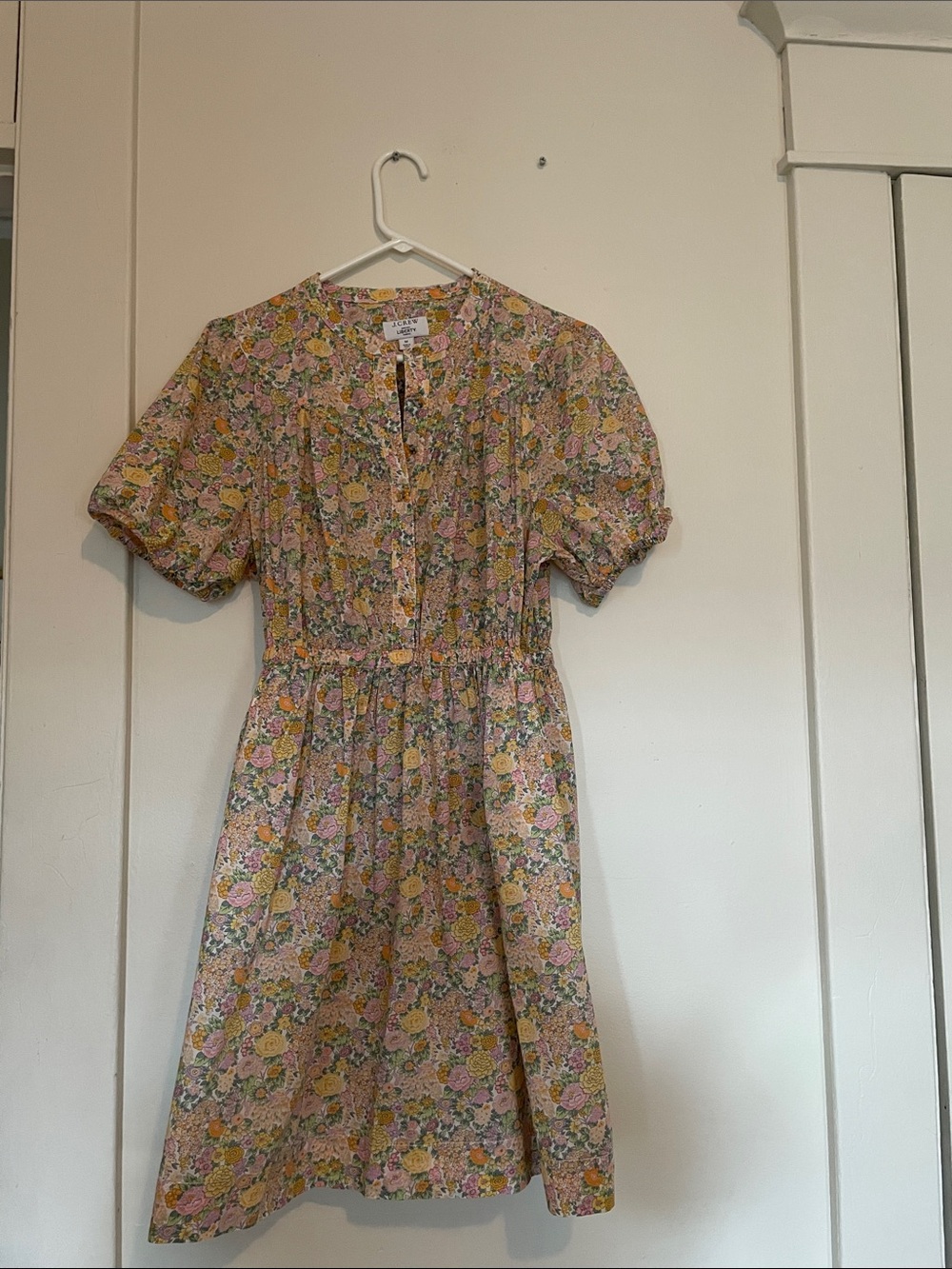J. Crew Liberty Floral Button-Front Dress in Pink, Yellow & Green